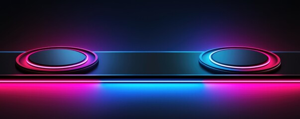 Wall Mural - dynamic neon light display digital space graphic design futuristic environment close-up viewpoint hi