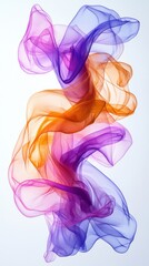 Wall Mural - colorful wisps of fabric float gracefully in the air against a plain background in a mesmerizing dis