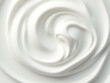 © Unslux - Close up of white natural creamy vanilla swirl yogurt. Top view. Generative AI
