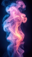Wall Mural - colorful swirling smoke forms abstract shapes in vibrant shades on a dark background