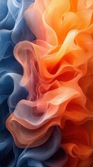 Wall Mural - colorful swirls of translucent fabric create a vibrant abstract pattern in shades of orange and blue
