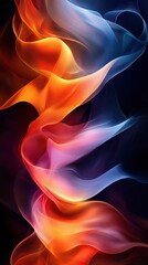 Wall Mural - colorful swirls of abstract fabric flowing gracefully through dark background