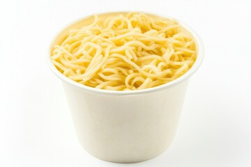 Poster - A paper cup filled with noodles on a white surface