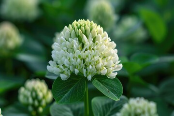 Sticker - Close-up shot of a white flower with green leaves, suitable for use in botanical or nature-themed designs