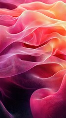 Wall Mural - colorful abstract design showcasing flowing textures in shades of pink and orange against a dark bac