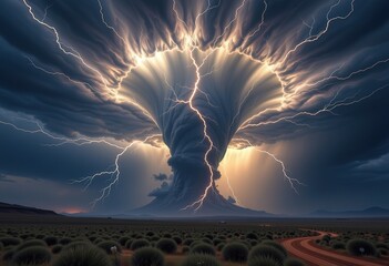 Wall Mural - lightning in the night