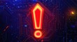 © Bambalino Studio - A red and yellow exclamation point is lit up on a blue background. The image has a futuristic and technological feel to it, with the bright colors and the glowing effect of the exclamation point