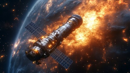 Wall Mural - view of a space telescope in orbit capturing the wonders of the universe from afar