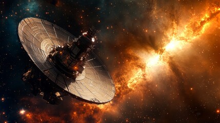 Wall Mural - majestic space telescope explores deep cosmos with its massive dish