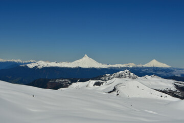 Wall Mural - Puntiagado vulcano chile patagonia Winter snow panorama