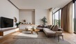 © Siyu - Bright modern living room with a large window and airy feel for spaciousness