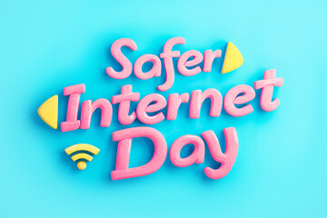 Wall Mural - Bold text Safer Day with wi-fi symbol