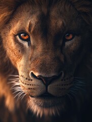 Wall Mural - majestic lion looking to the side with a focused expression.