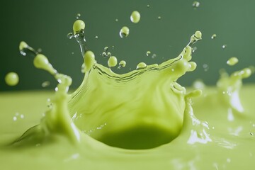 Aufkleber - An image showcasing a dynamic splash of neon green paint, capturing the moment of impact with high-speed photography for a vivid and energetic artistic expression.