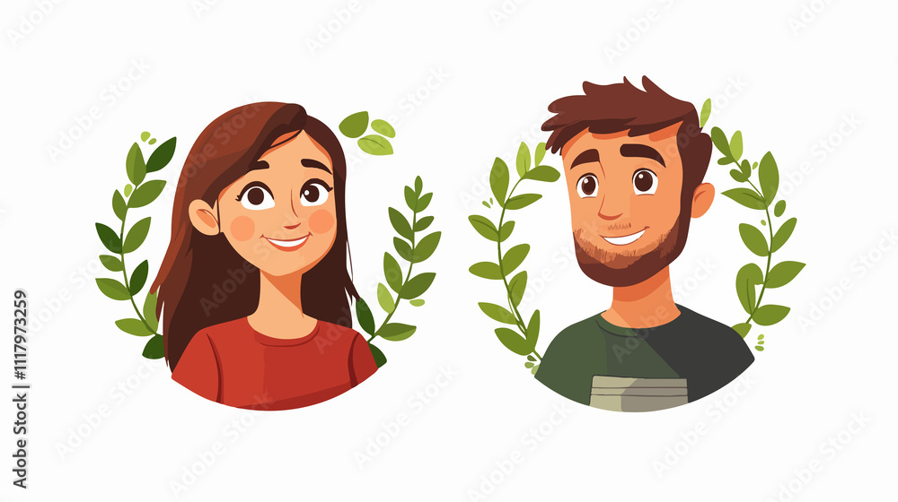 Collection of Male and Female Avatars Encircled | Profile Pictures ...