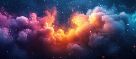 Wall Mural - Vibrant Cosmic Cloudscape with Colorful Nebula and Starry Night Sky in a Stunning Celestial Display
