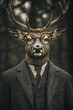 © neiros - Stock photo of a young elk wearing a business suit.