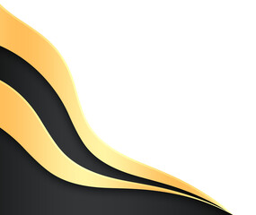 Wall Mural - Black and Gold Wavy Corner Border
