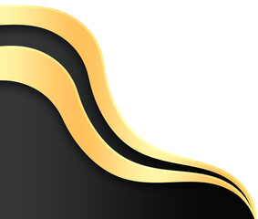 Wall Mural - Black and Gold Wavy Corner Border
