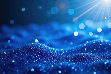 Wall Mural - glittering blue bokeh background sparkling in sunlight