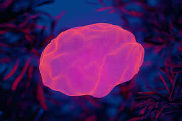 Poster - a pink flower with a blue background