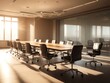 © SetCartoon - Sunlit Modern Conference Room,  Luxury Office Space,  Warm Golden Hour Light