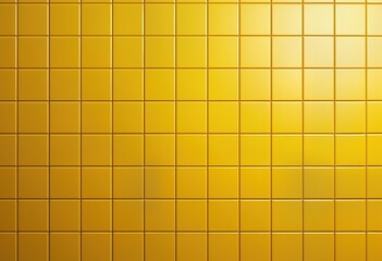 Fototapete - Bright yellow square tiles create repeating pattern on wall. Modern design, clean aesthetic. Ideal for interior design, architecture, graphic design projects. Geometric shapes, vibrant colors produce
