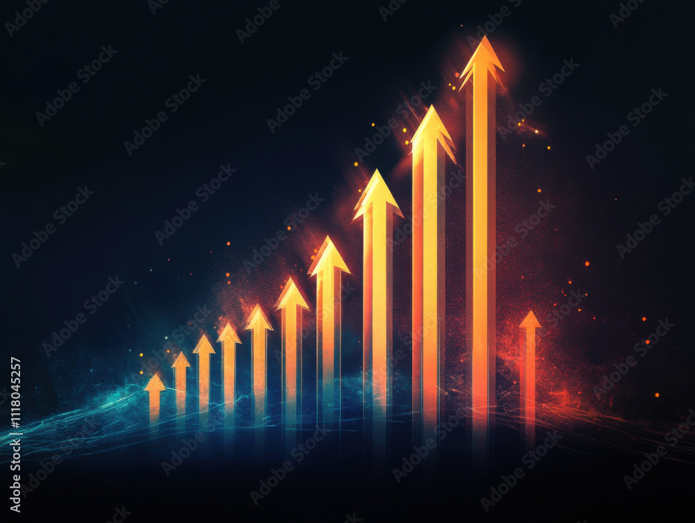 Glowing upward trend graph showcases exponential growth and success. A ...