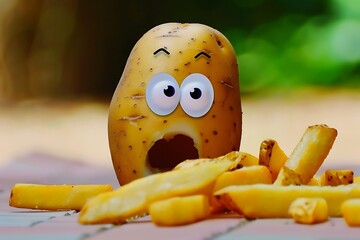 Wall Mural - screamed  potato with chips