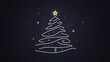 © Yaroslav Stepannikov - A simple outline of a Christmas tree with a star on top, minimalist line-art design, greeting card, website banner