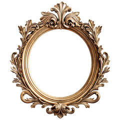 Ornate gold vintage frame with intricate designs, perfect for art displays, interior decoration, or wall art mockup.