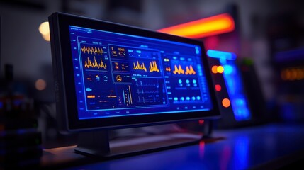 Futuristic Tech Dashboard Display Data Analytics Monitoring and Digital Interface