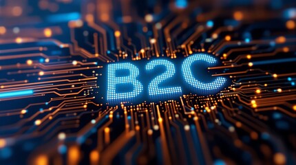 Digital Matrix Binary Code Representing B2C (Business to Consumer) Concept