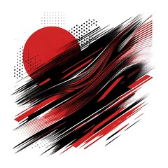 Wall Mural - Abstract design with bold red and black elements.