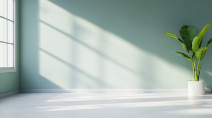 Wall Mural - minimalist light and shadow interplay on textured wall, creating an abstract backdrop for product di