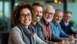 © miss irine - Diverse group of professionals casual meeting in room. Smiling people in business attire. Likely team discussion consultation. Positive, collaborative atmosphere. Pro setting suggesting workshop