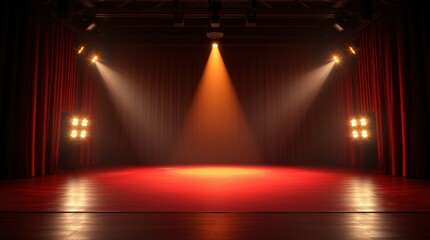 Wall Mural - backdrop photo of theater stage light background with spotlight illuminated the stage empty stage wi