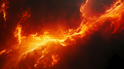 Wall Mural - Cosmic firestorm: stunning celestial display of fiery nebula in deep space. Aether. Illustration