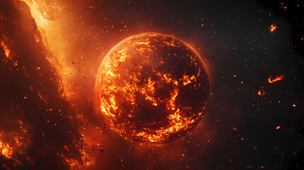 Wall Mural - Cosmic firestorm: stunning celestial display of fiery nebula in deep space. Aether. Illustration