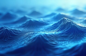 Aufkleber - Abstract digital art. Rippling blue texture. Spectral blue ocean waves. Generative AI artwork. Rich blue spectrum. Ideal for tech backgrounds or abstract designs.