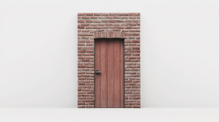 Wall Mural - A minimalist red brick gate structure with clean lines, displayed against a plain white backdrop