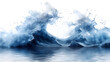 © 柳迪 付 - Watercolor wave clipart with a transparent water background, showcasing a soft, flowing ocean wave in beautiful shades of blue. This artistic image emphasizes fluidity and the calming essence of the s