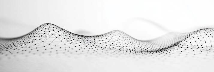 Abstract mesh wave with dotted network pattern on white background