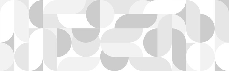 Wall Mural - white trendy seamless background of circles and squares in modern scandinavian style. cover of gray 