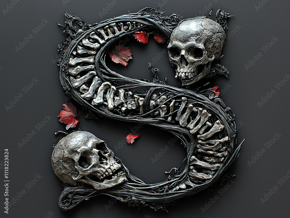 alphabet, bones, letters, skeleton, spooky, eerie, creepy, horror ...