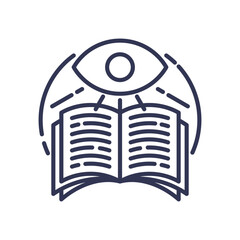 Wall Mural - an eye above an open book symbolizes observation and learning.