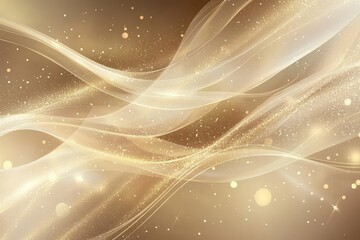 Wall Mural - Abstract golden wave pattern with sparkling elements