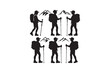 © KafiulBari - Hiking man Silhouettes. hiker with rucksacks silhouette.