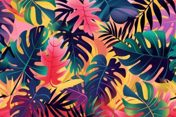 Wall Mural - Vibrant tropical foliage background design