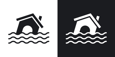 Flood icons in solid black and white colors